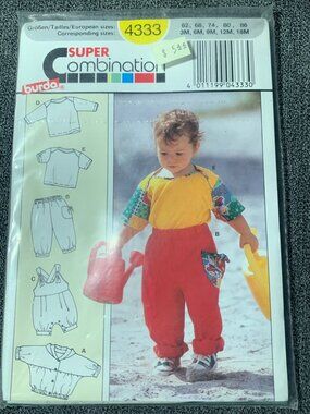 Burda Child Shirt Pants Jumper Sewing Pattern Size 3 months to 18 months 4333 Un